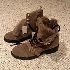 All Saints Donita shearling suede combat boot NEW!!